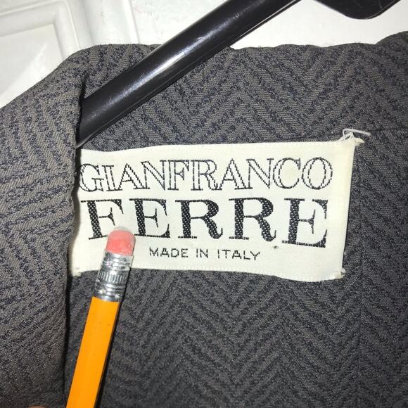 VTG Gianfranco Ferre dei Mattioli Brown Black herringbone + pebbled Blazer sz 2 - Picture 7 of 10